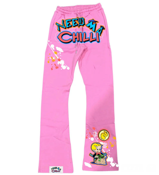 “ Billionaire Boy “ Pink Flared SweatPants